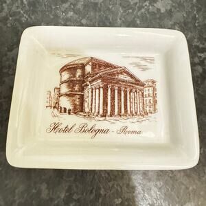 Hotel Bologna - Roma Vintage Ashtray Italy Travel Trinket Tray Souvenir
